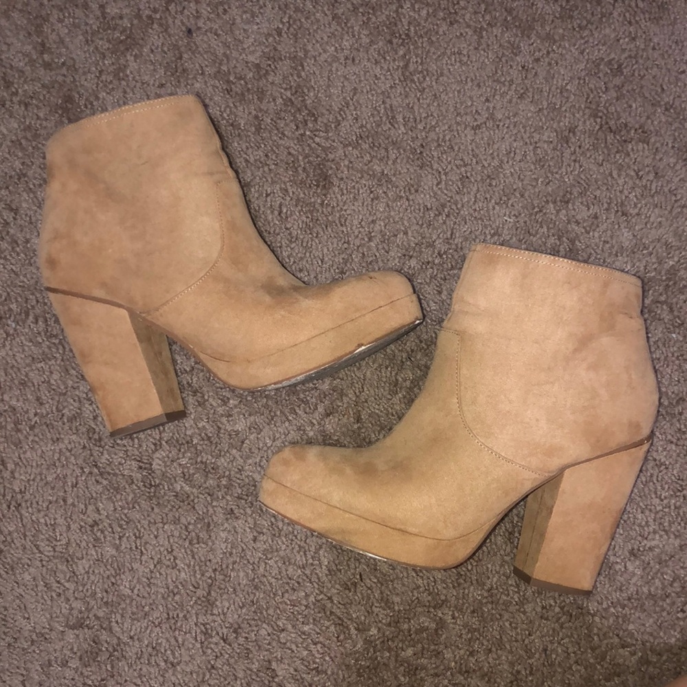 Tan heeled ankle boots